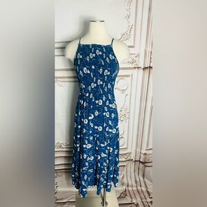 Charlotte Russe Blue Floral Strapless Midi Dress